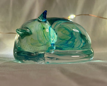 Medium Sleeping Cat Aqua